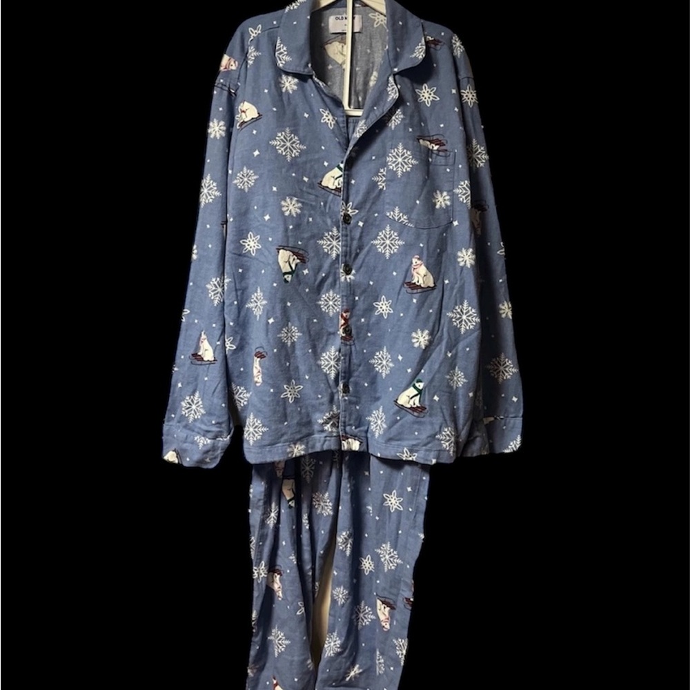 Old Navy ~ Women’s ~ 2 Piece Pajama Set ~ XL~Flannel ~Snowflakes & Polar Bears - Picture 9 of 16